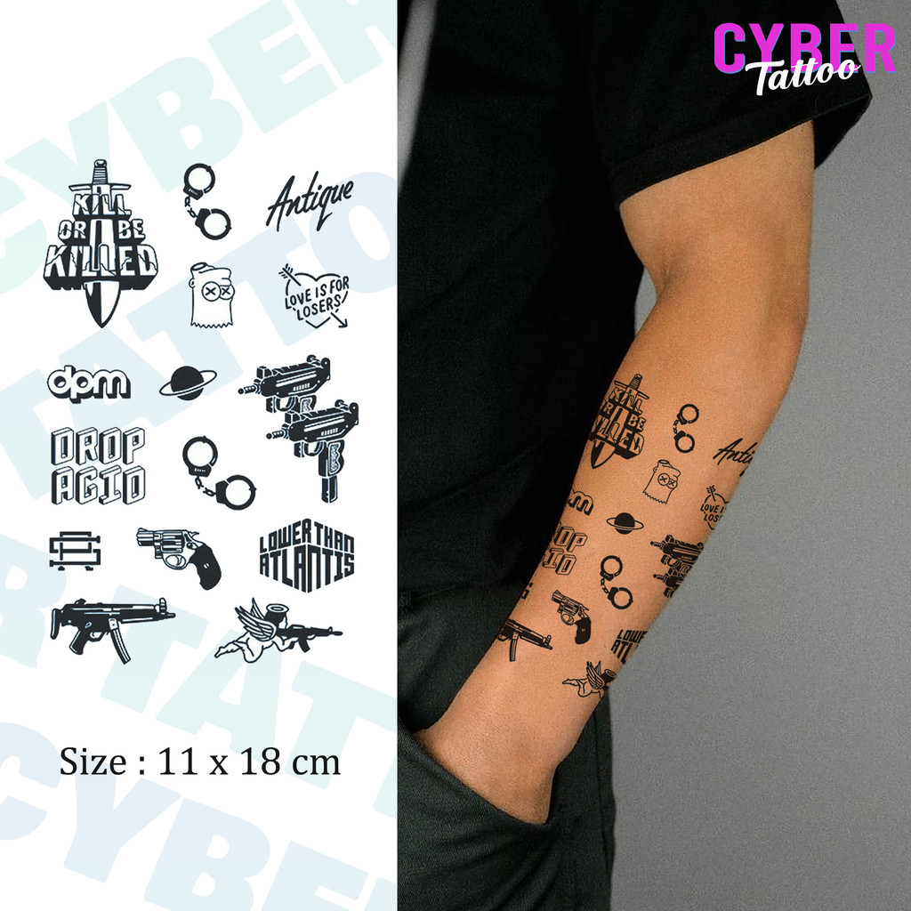 Cyber Tato Stiker Tahan Air Tato Temporary Tahan lama 15 hari tato palsu Tato Temporer Semi Permanen