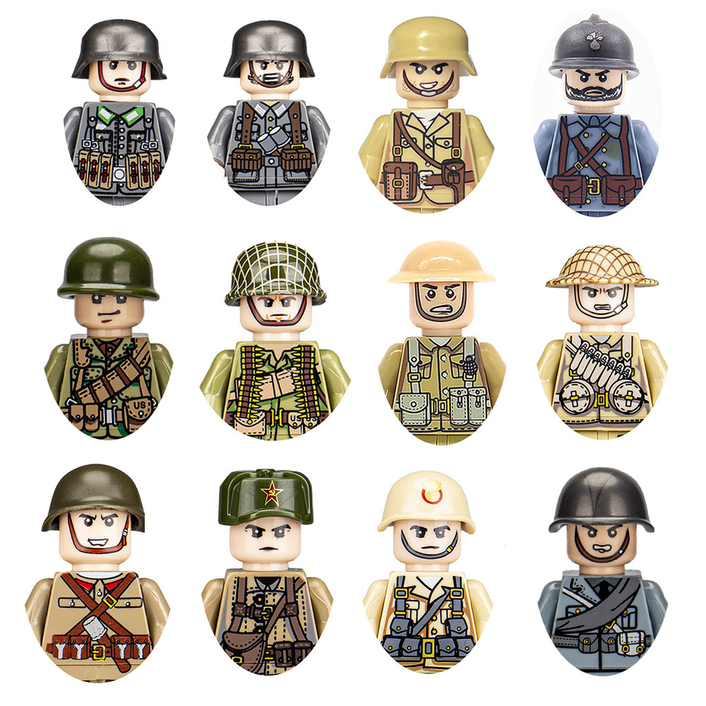 10 Pcs/Lot WW2 Military WW2 Army Building Blocks Military Soldiers Figures Bricks Toys For Kids Chri