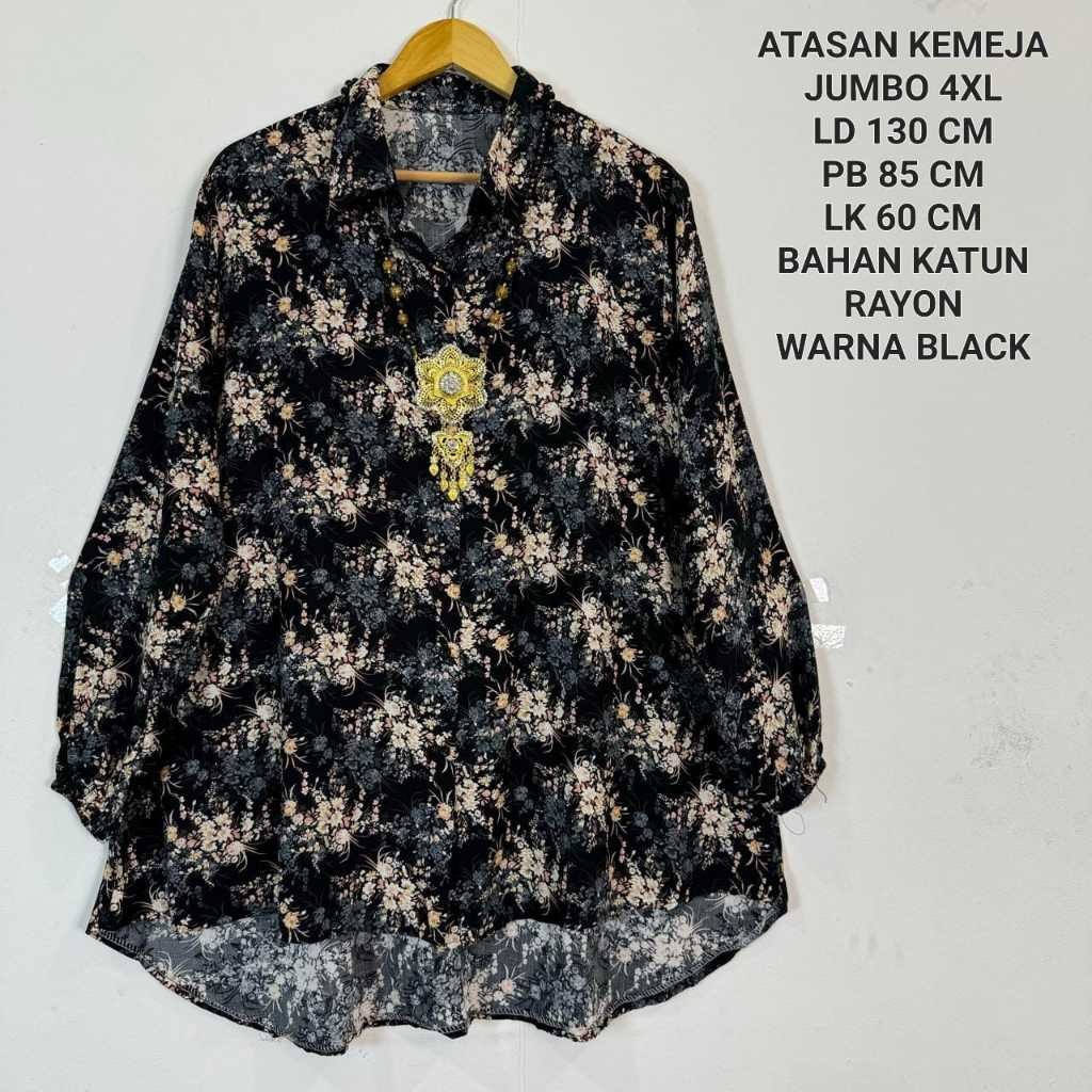 Atasan Kemeja Jumbo Ld 130 Cm Motif Bunga Kekinian - Alika Top