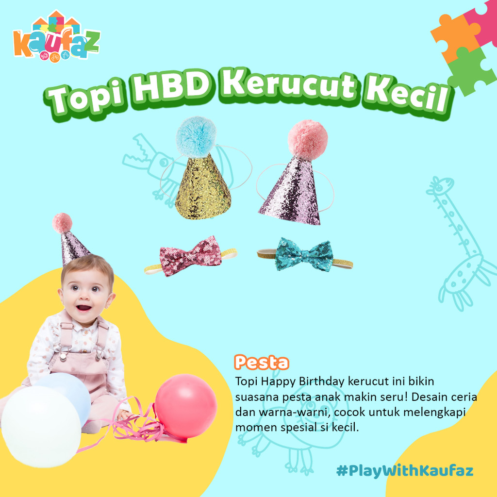 KAUFAZ Topi Kerucut Kain Ulang Tahun Kerucut Kecil Balita / Pet Kucing Anjing