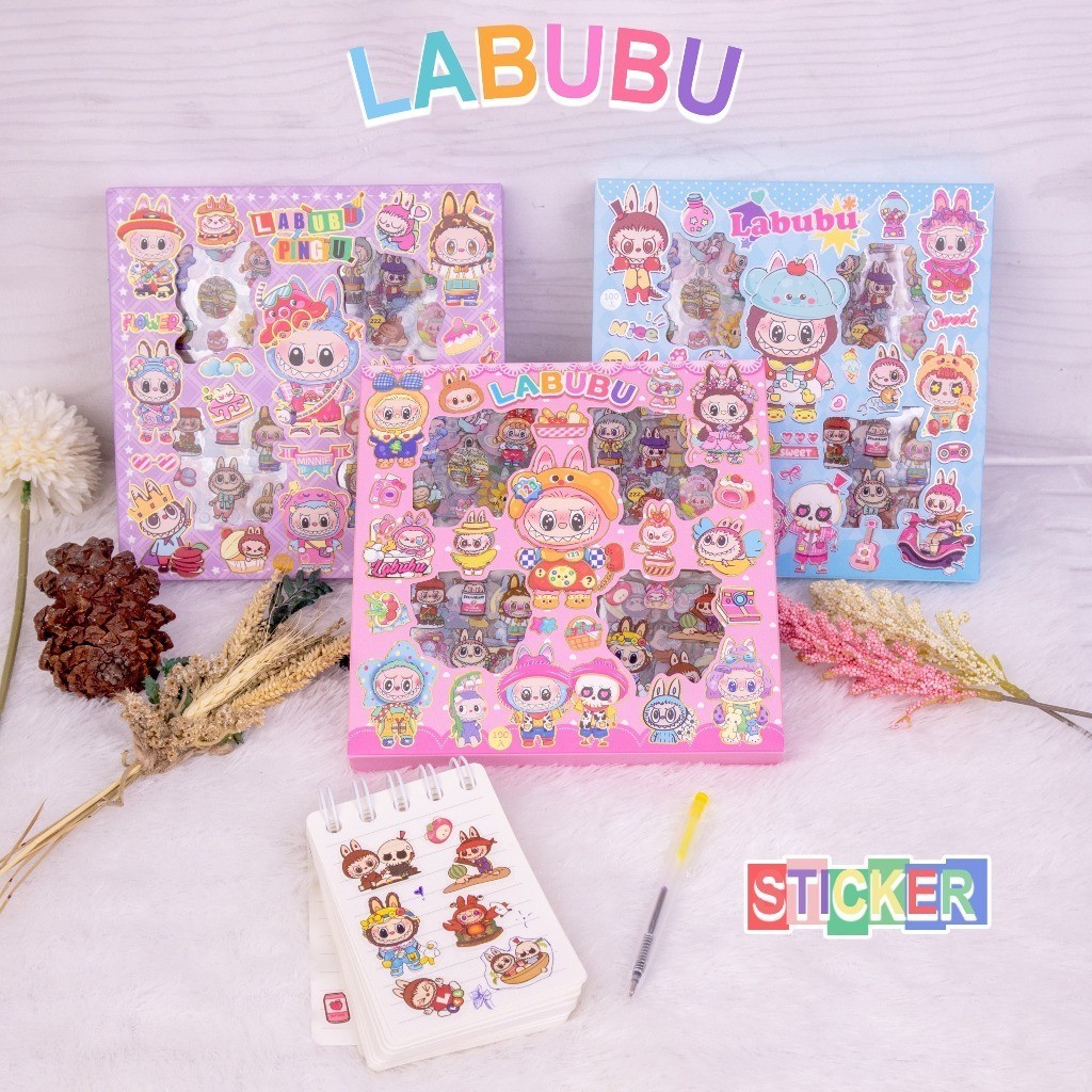 

Stiker Scrapbook Labubu 98 Lembar Warna Warni PVC - Stiker Kertas Labubu Viral