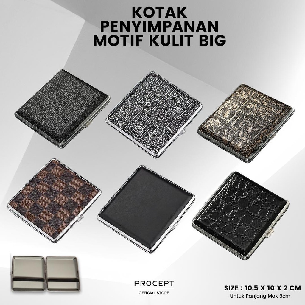 ProCept Kotak Penyimpanan Rokok Tempat Rokok Tembako Tingwe Serbaguna Tipe Big Motif Kulit Elegant