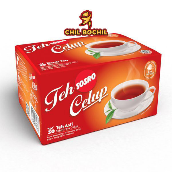 

TEH CELUP SOSRO BOX ISI 30 KANTONG - TEH HITAM CELUP - CHIL BOCHIL