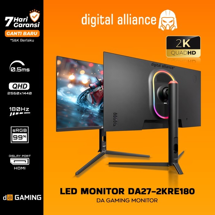 Monitor LED Digital Alliance 27" 180Hz IPS 2K 1ms 99% SRGB DA27-2KRE180