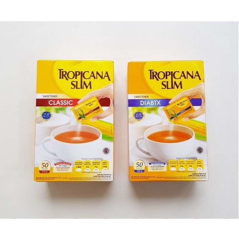 

TROPICANA SLIM SWEETENER DIABTX DIABET CLASIC TROPIKANA 25 50 100 SACHET