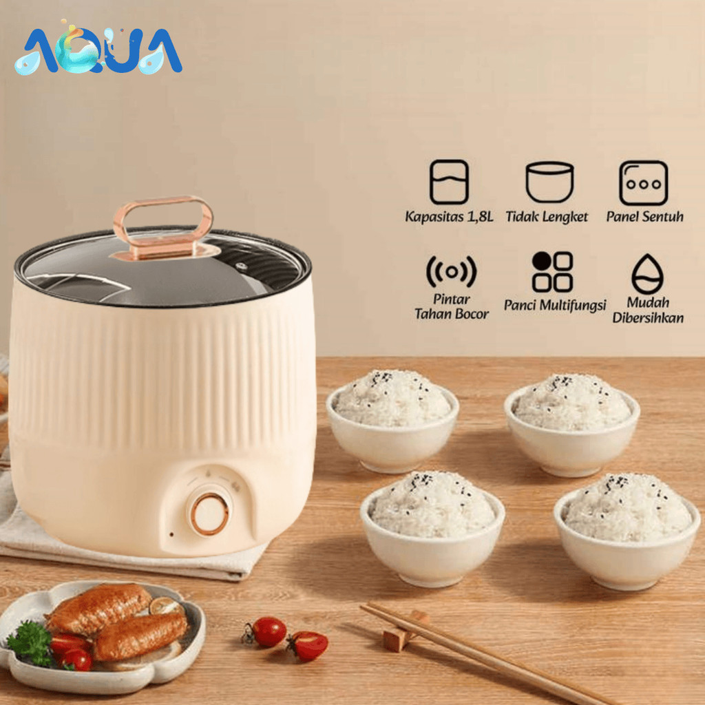 PROMO TERBARU AQUA Rice Cooker Mini 1.8L Keramik Serbaguna Magic Com Mini Slow Cooker Penanak