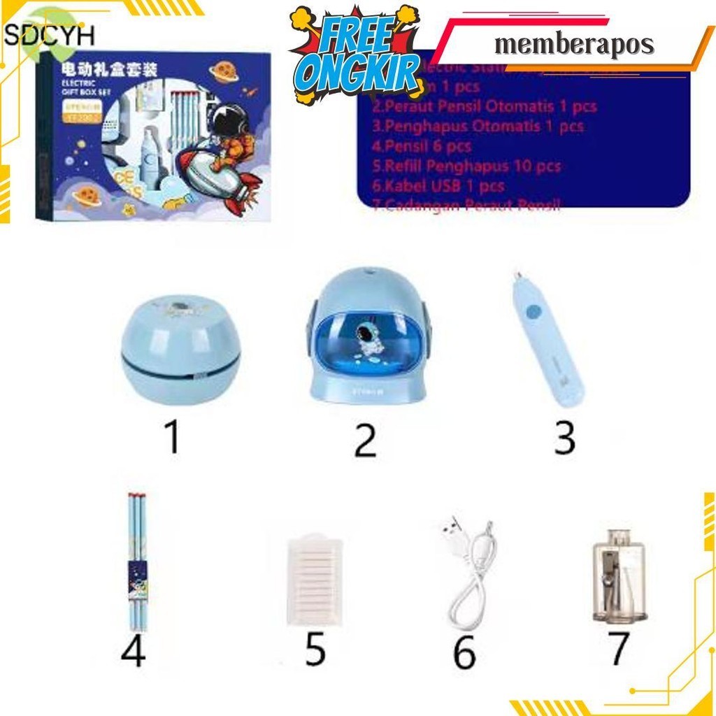 

JAMIN MURAH !!!Sdcyh Electric Stationery Set / Set Alat Tulis Elektrik Rautan Penghapus Vacuum Pensil 11 In 1 Terlaris(BISA LANGSUNG ORDER)