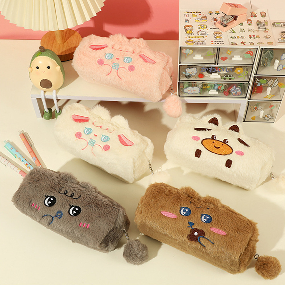 

New Cartoon Pencil Case Stationery Large Capacity Pencil Box Gift Storage Bag Plush Pencil Cases Student