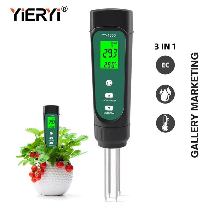 YY-1000 Tester Tanah 3 In 1 Soil EC Temperature Meter Moisture BckLigh