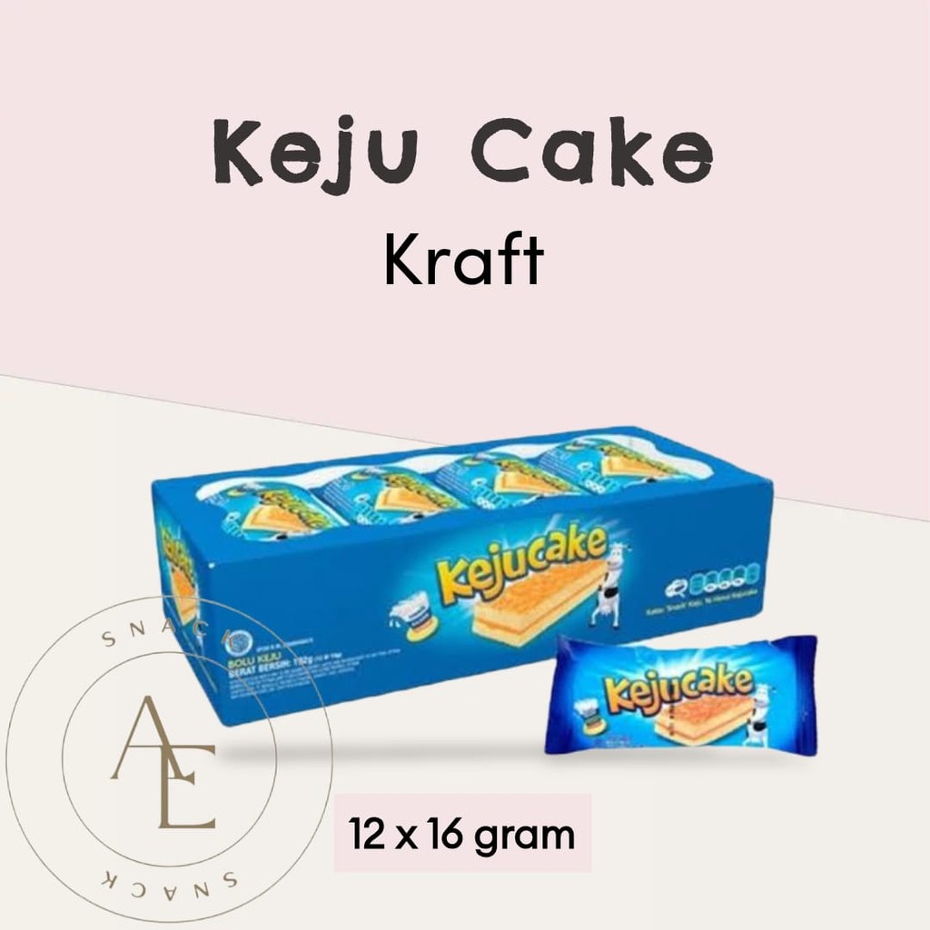 

Kejucake Kue Bolu Keju Snack Keju kemasan Box isi 12 X 16 gram Food