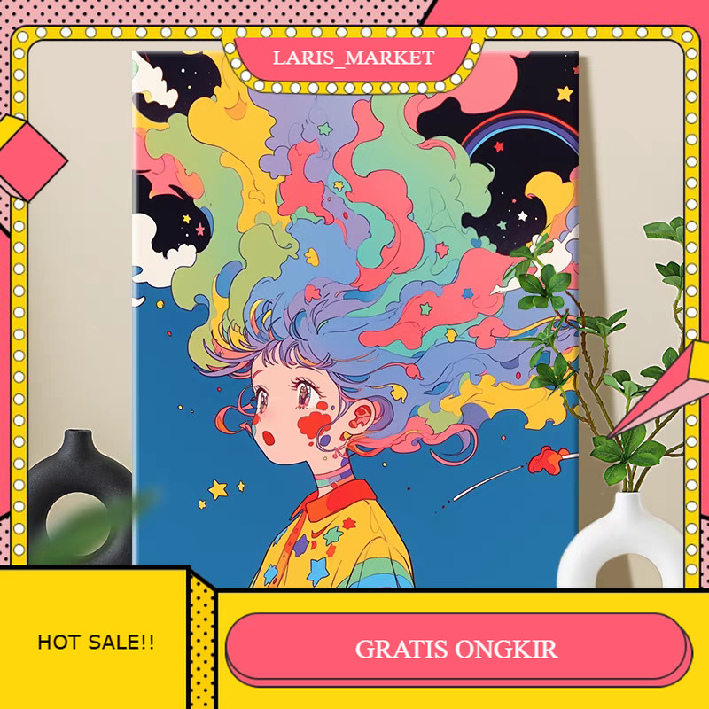 

【 LARISS_M 】 DISKON!! Paint By Number 30x40cm Lukisan Kanvas dengan Bingkai DIY Digital Oil Painting
