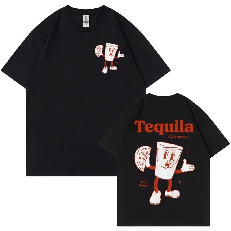 Hadiah Lucu untuk Pecinta Tequila Kaos Pria Retro Terinspirasi Minuman Cocktail Meme Kaos Fashion Es