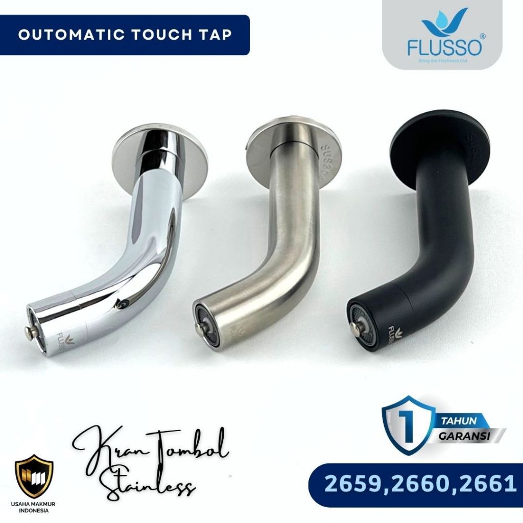 New Flusso Kran TEMBOK Stainless tekan ON OFF  keran air wudhu unik uniq touch tap faucet push 3 war