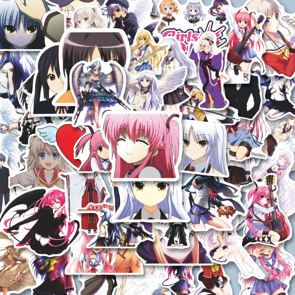 

100PCS Lucu Sticker Anime Angel Beats! (Enjeru Bītsu!) Stiker Aesthetic Stiker Anti Air Stikers Berperekat Waterproof sticker decal buat Motor Helm Buku Journal Koper Casing HP Laptop Botol Minum Hadiah anak