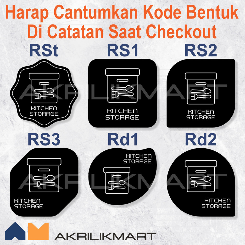 Tulisan Kitchen Storage Sign Acrylic Tempel Dinding Papan Akrilik