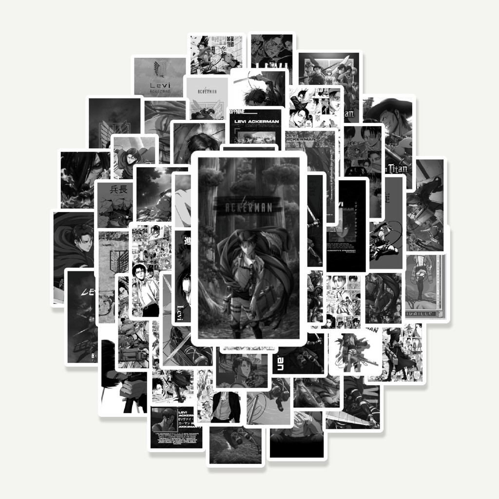 

Sticker Pack Stiker Anime Levi B&W | Sticker TUMBLR | Stiker LAPTOP KOPER HELM