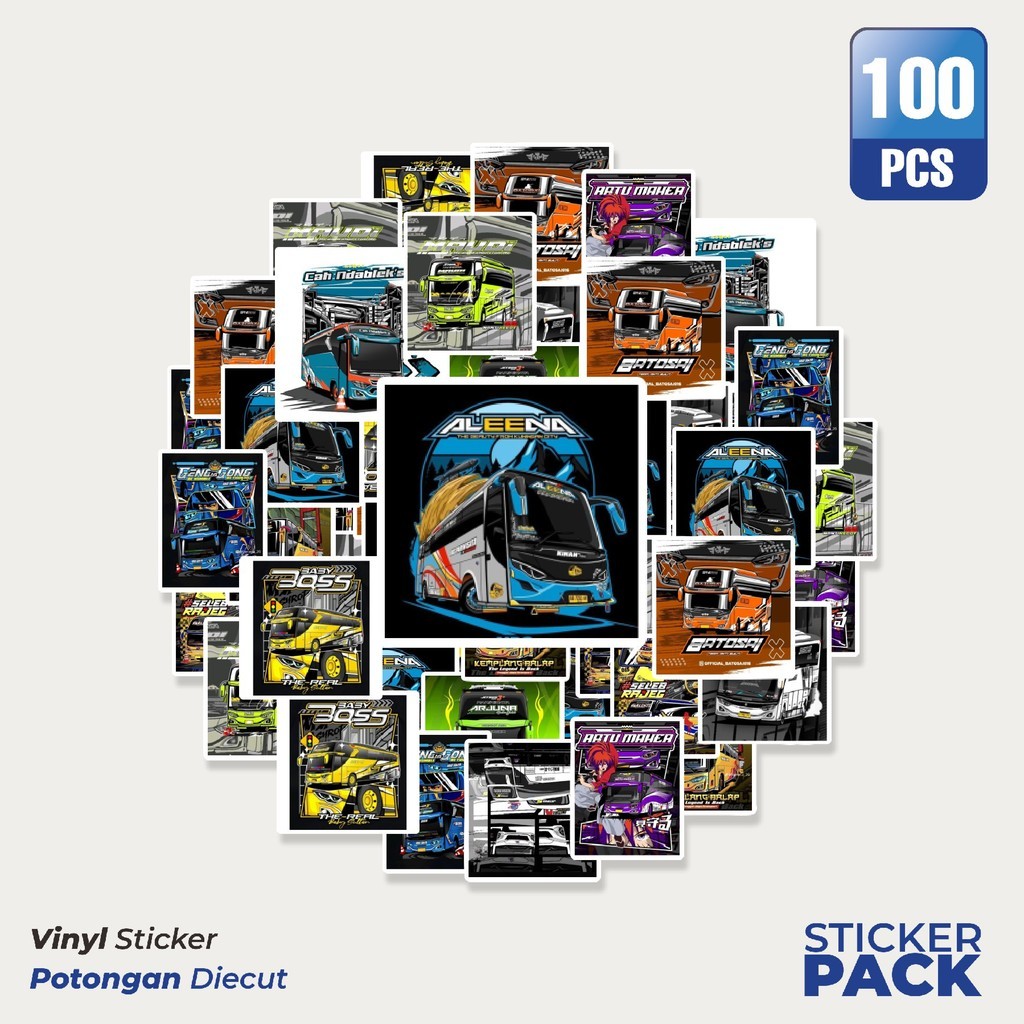 

MURAH 100 PCS Stiker Bus Sport Racing Indonesia Waterproof Aesthetic- Untuk Laptop, Motor, dan Helm - Paper Stationery Pack