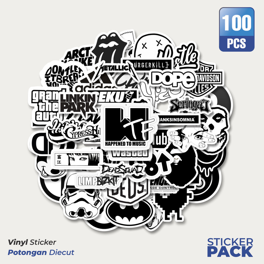 

MURAH 100 PCS Stiker Random Aesthetic Black & White Versi 1 Waterproof Aesthetic- Untuk Laptop, Motor, dan Helm - Paper Stationery Pack
