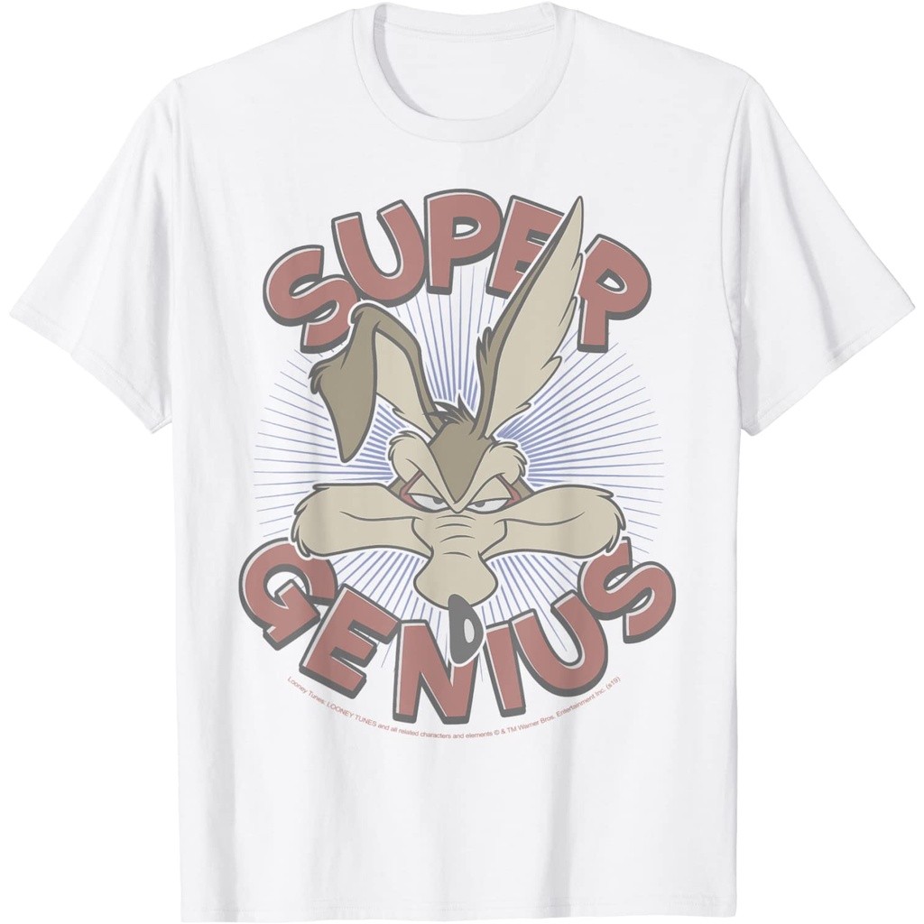 COD Baju Kaos Looney Tunes Wile E. Coyote Super Genius T-Shirt Lembut Tebal Premium