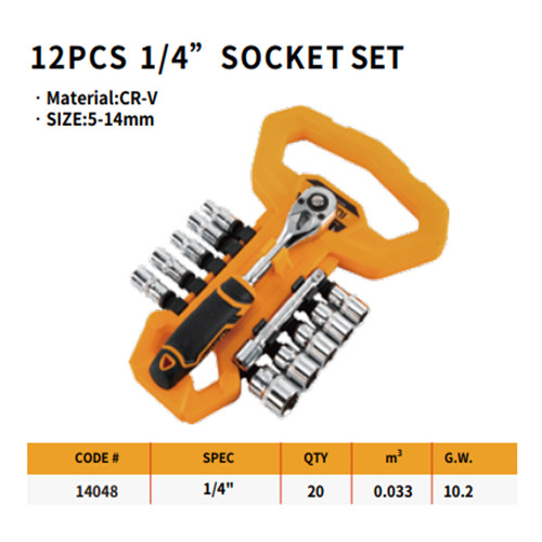 DINGQI Kunci Soket Set Lengkap 1/4" 12Pcs Kunci Socket Wrench 14048