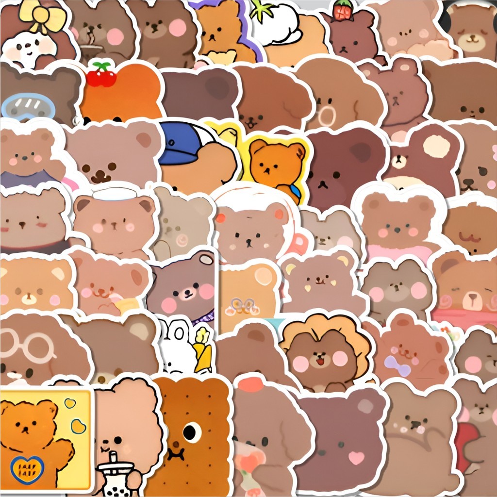 

Stiker Cutting Pack Stiker Teddy Bear [Boneka Beruang] Isi 100Pcs Series Aesthetic Lucu Keren Untuk Koper Bahan Vynil