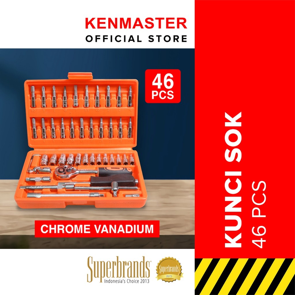 Kenmaster Kunci Sok 46 Pcs KCSO105 Chrome Vanadium new