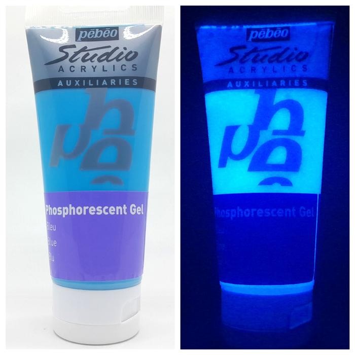 

Pebeo Glow In The Dark Acrylic Paint 100 ml Phosphorescent Gel Fosfor - Blue