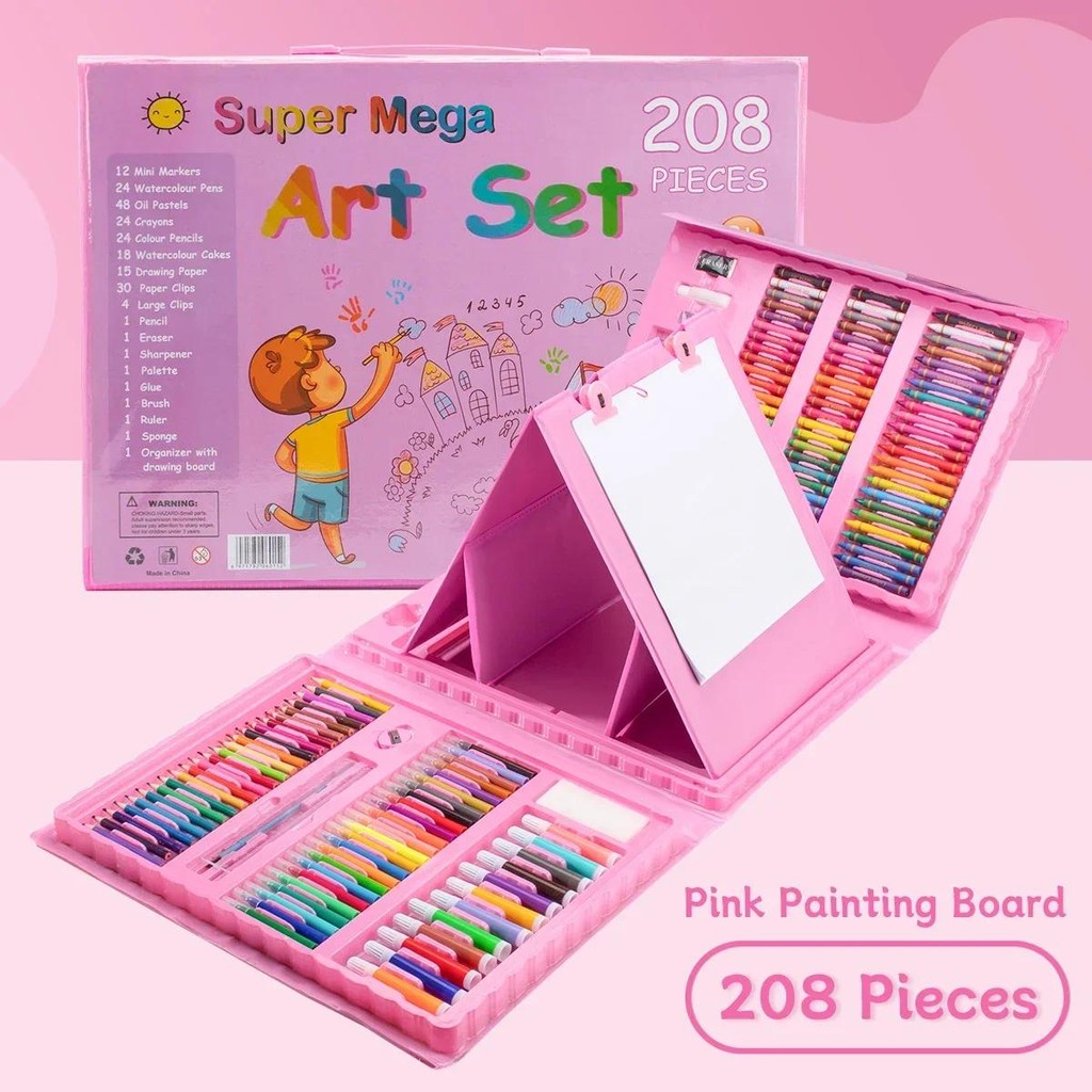 

208 Color Painting Set for Folding with Easel Washable Erasable Oil Painting Stick Crayon Combination Art Supplies for Artist