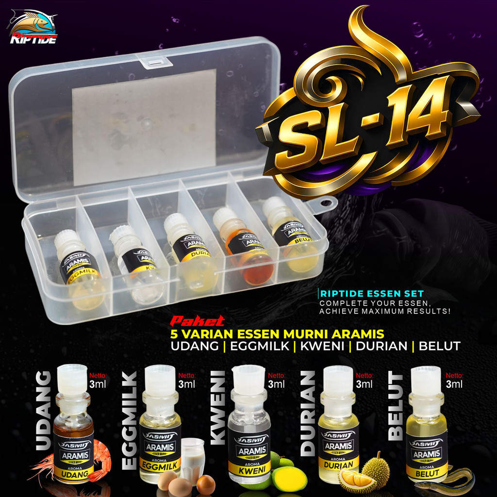 RIPTIDE SL-14 Set 5 pcs Umpan Pancing Essen Aramis Aroma Gacor untuk Galatama Kolam Harian Lengkap D