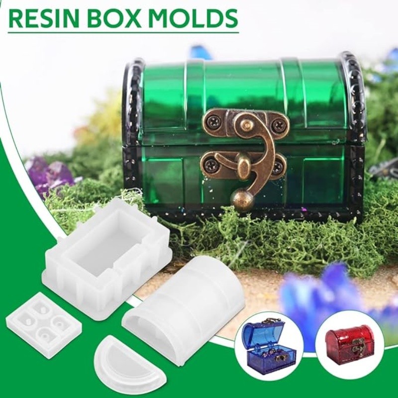 

DIY Treasure Storage Box Resin Crystal Silicone Mold Mold Jewelry Box Dice Pendant Mirror Epoxy Mold Home Decoration Storage