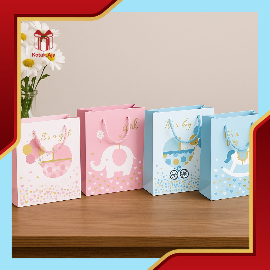 

Paper Bag Motif Baby Boy Baby Girl / Goodie Bag Baby Boy Baby Girl / Tas Kado Motif Baby Boy Baby Girl I AM01F1-AM04F2