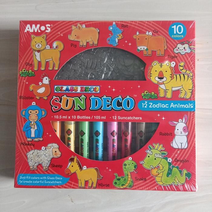 amos glass deco sun deco 12 zodiac animals suncathers mainan anak