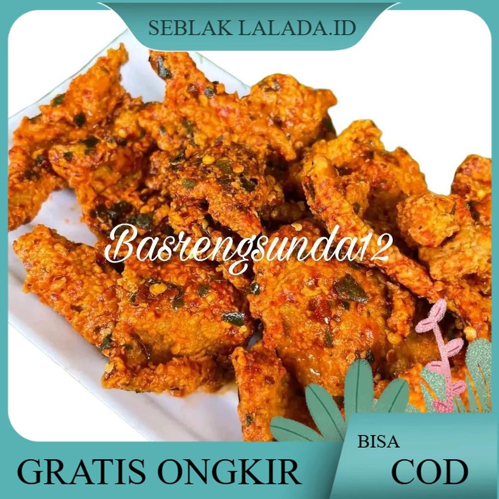 

kulit ayam Crispy 1 kg Bumbu Daun jeruk Basrengsunda12 Organik Cemilan pedas Food Snacks Instan Keripik