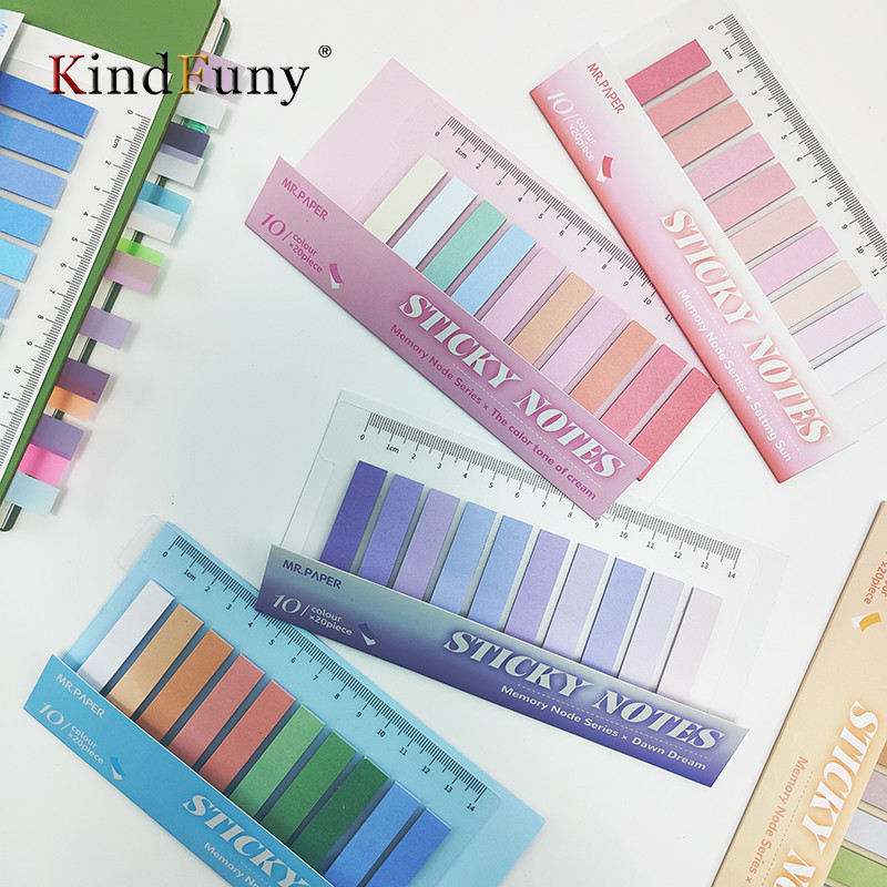 

KindFuny 200 Sheets Morandi Gradient Color Sticky Note Kawaii Sticky Notes Cute Index Memo Pad Bookmark Paper Sticker