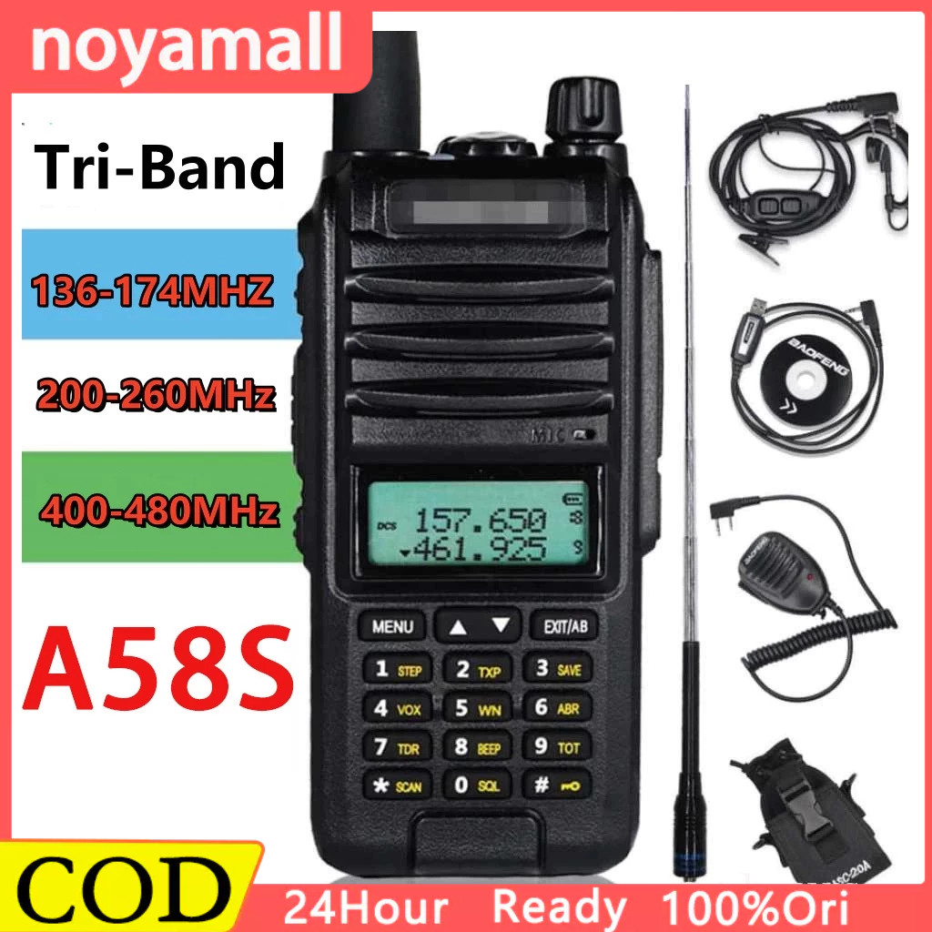 New COD HT Handy Talky BF A58S Waterproof Tri-Band Radio Walkie Talkie 8W 2800 MAH Ht Jarak Jauh Mur