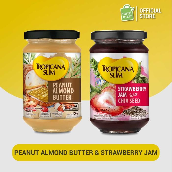 

Tropicana Slim Peanut Almond Butter Spread 300gr & Strawberry Jam 375g