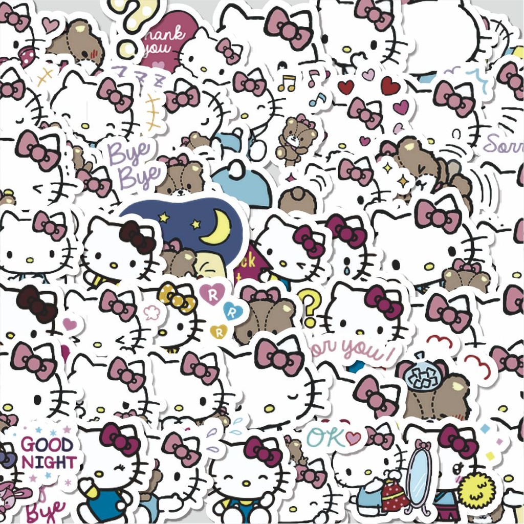 

Stiker Cutting Pack Stiker Hello Kitty V1 Isi 100Pcs Series Aesthetic Lucu Keren Untuk Koper Bahan Vynil