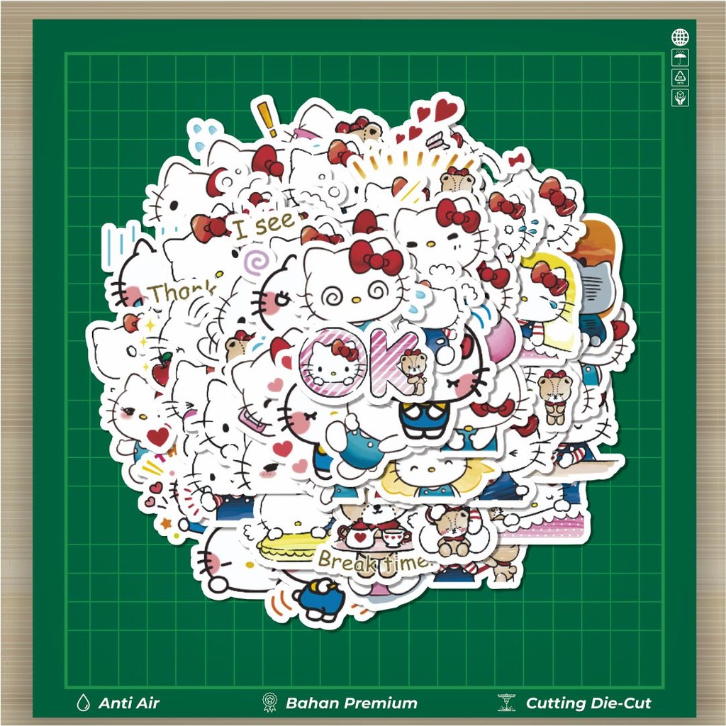 

HOT 50 PCS STIKER Stiker Kartun Hello Kitty V3 Stiker Fashion Cars Decal Dingin Kartu Album Custom Vinyl Anti Air- Sticker Aesthetic Buku Journal Koper Casing HP Tablet Laptop Helm Motor Botol Minum