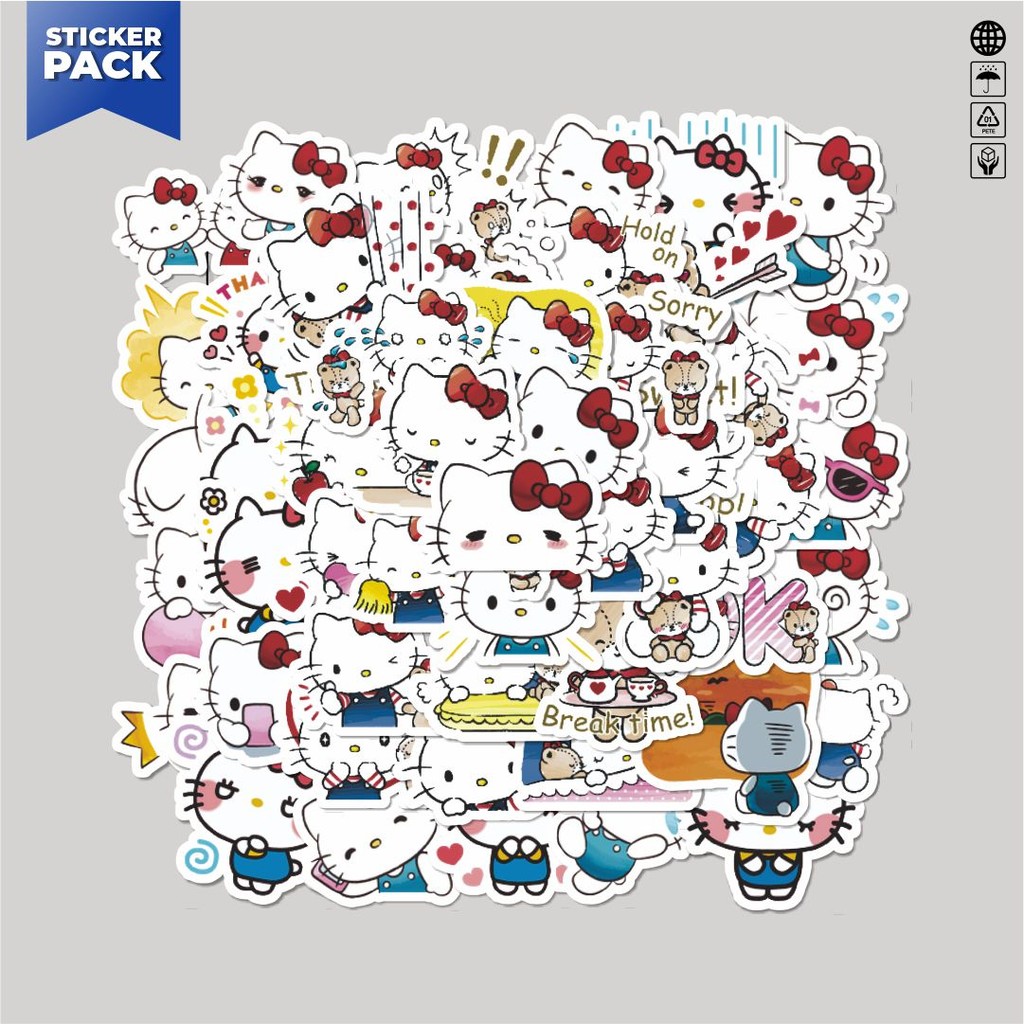 

[100PCS]Stiker Pack Stiker Kartun Hello Kitty V3 Aesthetic Vinyl Anti Air Dekorasi Sticker Laptop Buku Journal Koper Helm Casing HP Gitar Helm Skateboard