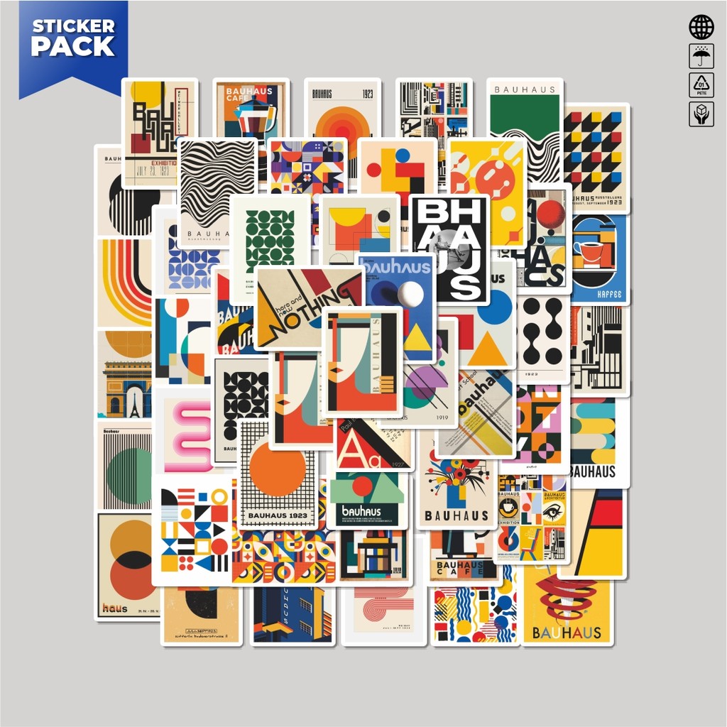 

[100PCS]Stiker Pack Stiker Bauhaus AbstraK Aesthetic Vinyl Anti Air Dekorasi Sticker Laptop Buku Journal Koper Helm Casing HP Gitar Helm Skateboard