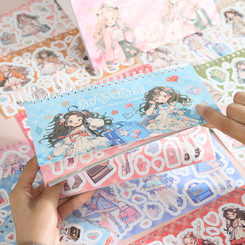 

24 sheets Kawaii Cartoon Girl Change one's outfit Stickers aesthetic Decorative Adhesive Diy Sticker book Junk Journal Supplies