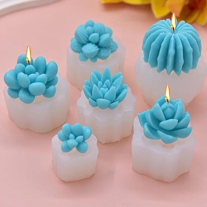 

3D Succulent Silicone Candle Mold DIY Chocolate Ice Cake Pastry Baking Molds Handmade Flower Soap Plaster Resin Casting Tool