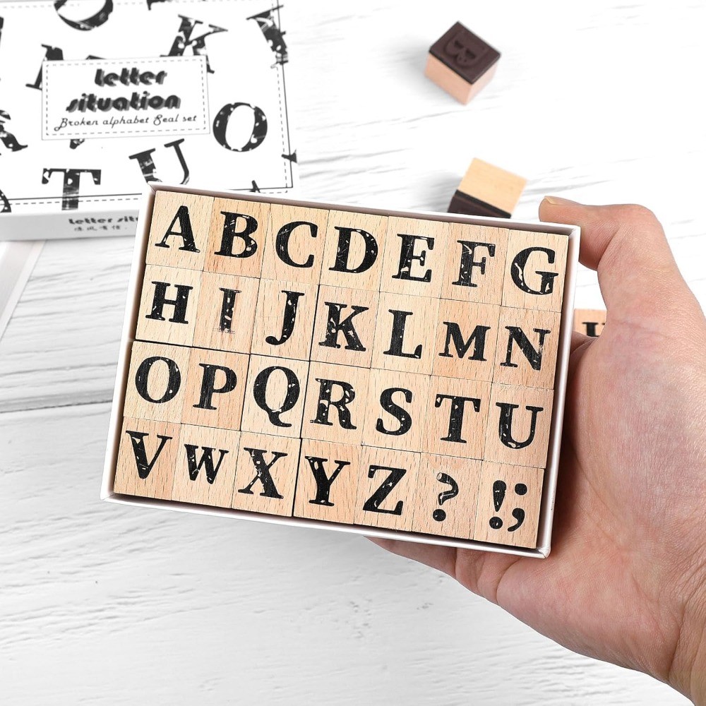 

10/28 pieces drawing stamp wooden, rubber base, fun scrapbook decoration material diary album digital letter stamping painting