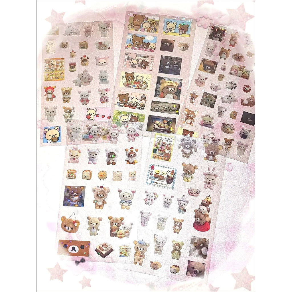 

5 Sheets Set Rilakkuma Korilakkuma Bear Transparent Stickers Deco DIY Album Scrapbooking Scrapbook Book Decor Sticker Girls