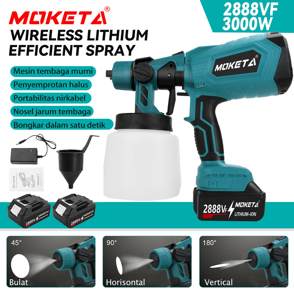 

New MOKETA 3000W Spray Gun Elektrik Alat Semprotan Cat Spray 30000RPM Mesin Semprot Cat Minyak TembokPremium