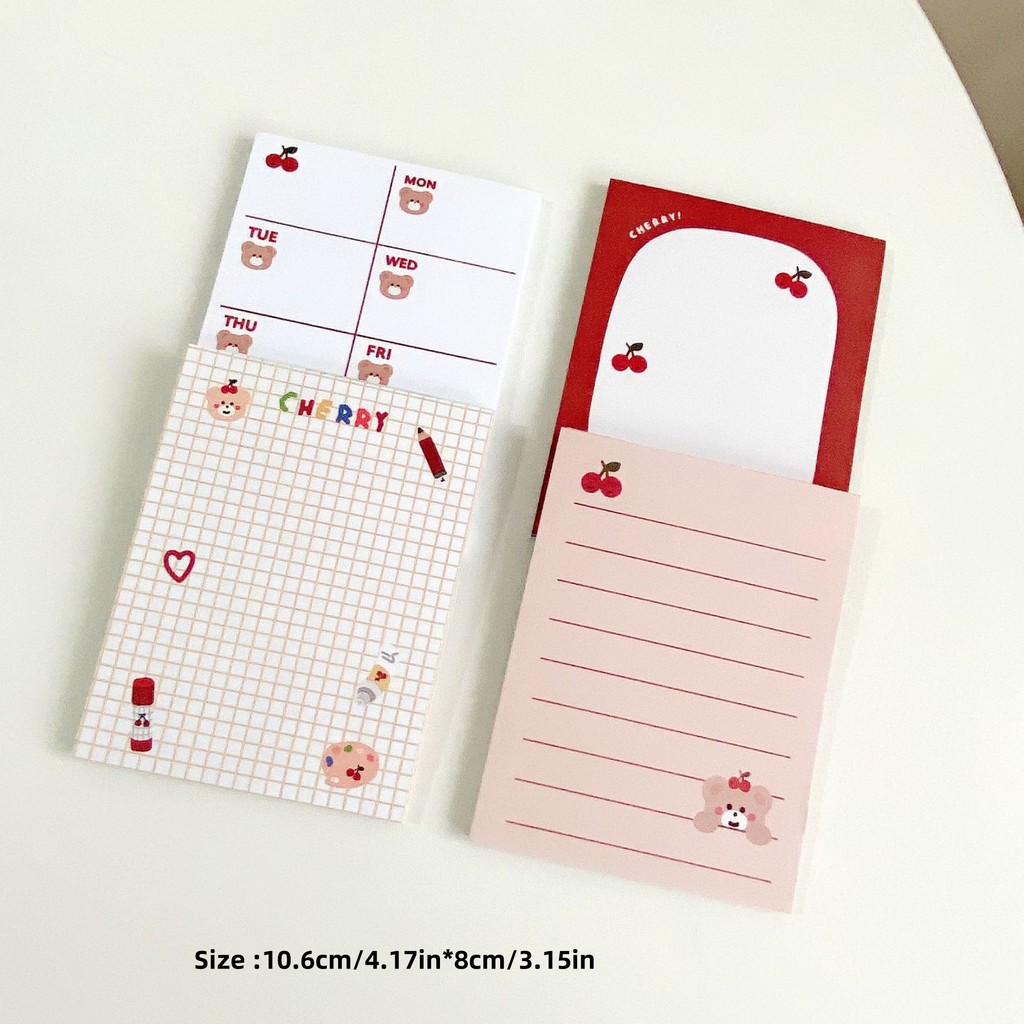 

1 cute cherry Bear note pad Removable portable note notes memo pad