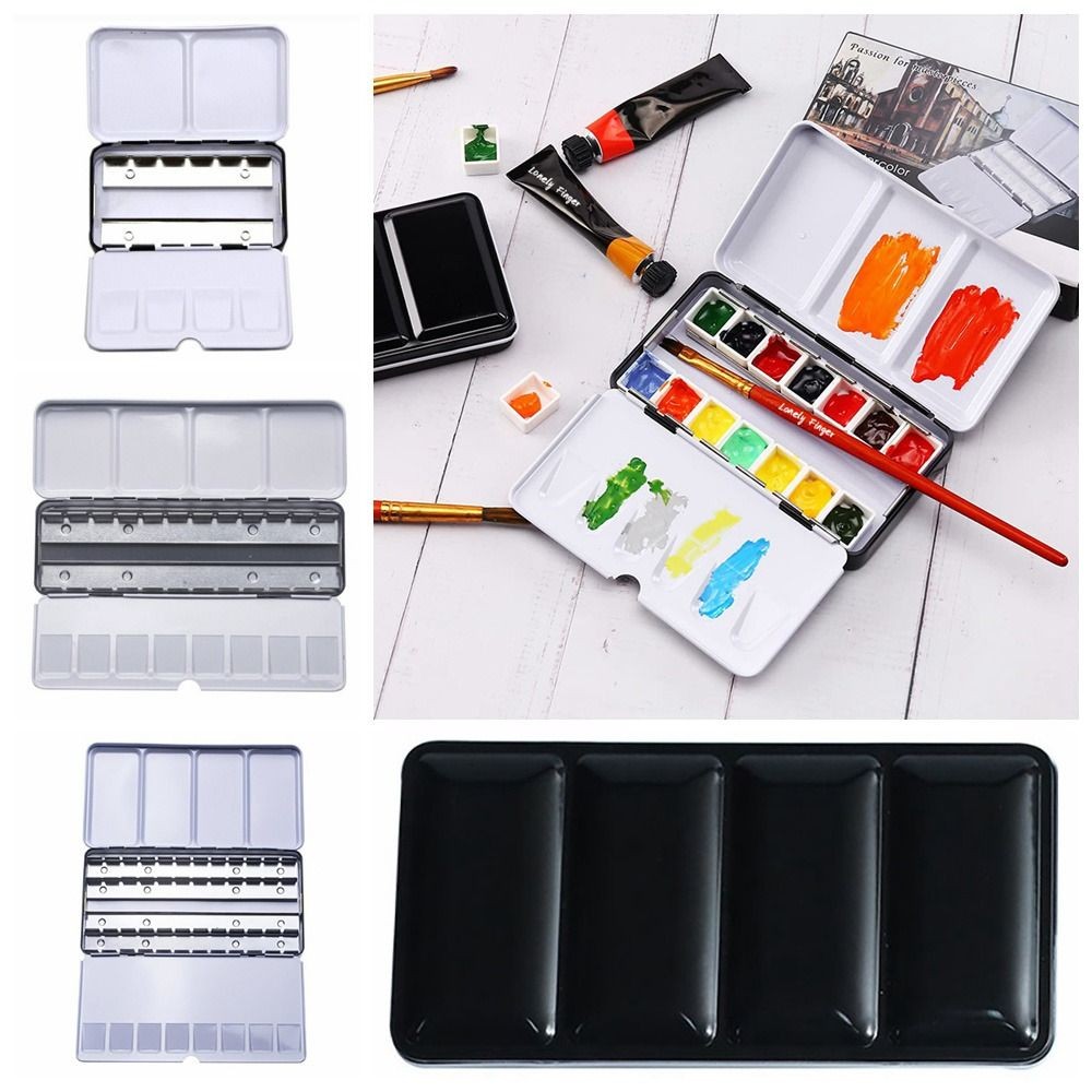 

Art Supplies Creative Empty Paint Palette Watercolor Storage Case Pigment Box Grids Slots Painting Tools Drawing Supplies