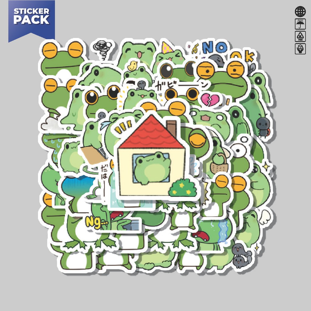 

[100PCS]Stiker Pack Stiker Kawaii Frog Series C [Katak] Aesthetic Vinyl Anti Air Dekorasi Sticker Laptop Buku Journal Koper Helm Casing HP Gitar Helm Skateboard