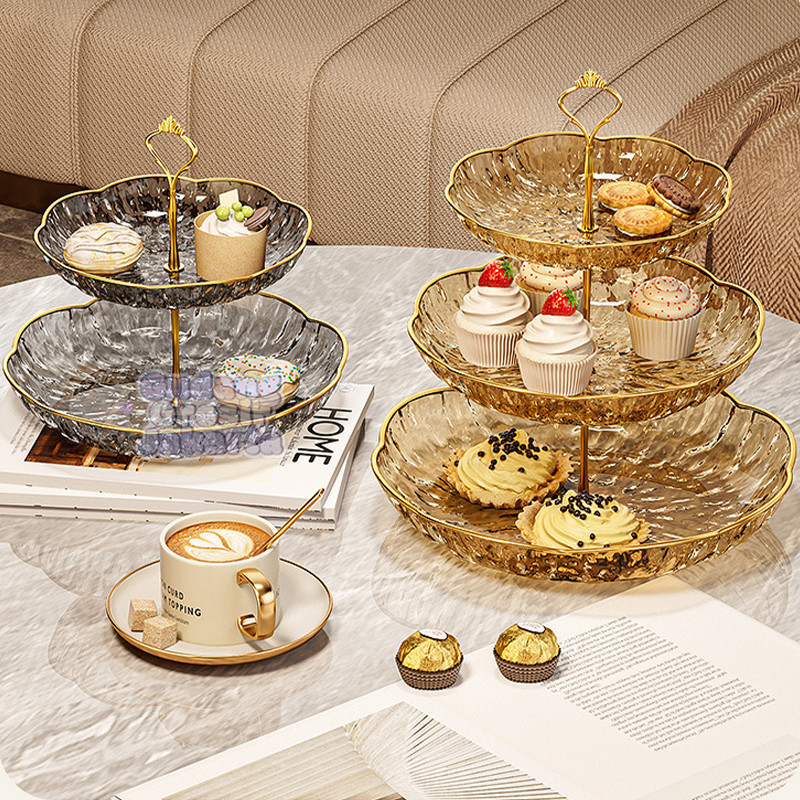 【DISKON 50%】Rak Kue Susun 2/3 Tingkat - Cake Stand Premium Dengan Piring Detachable