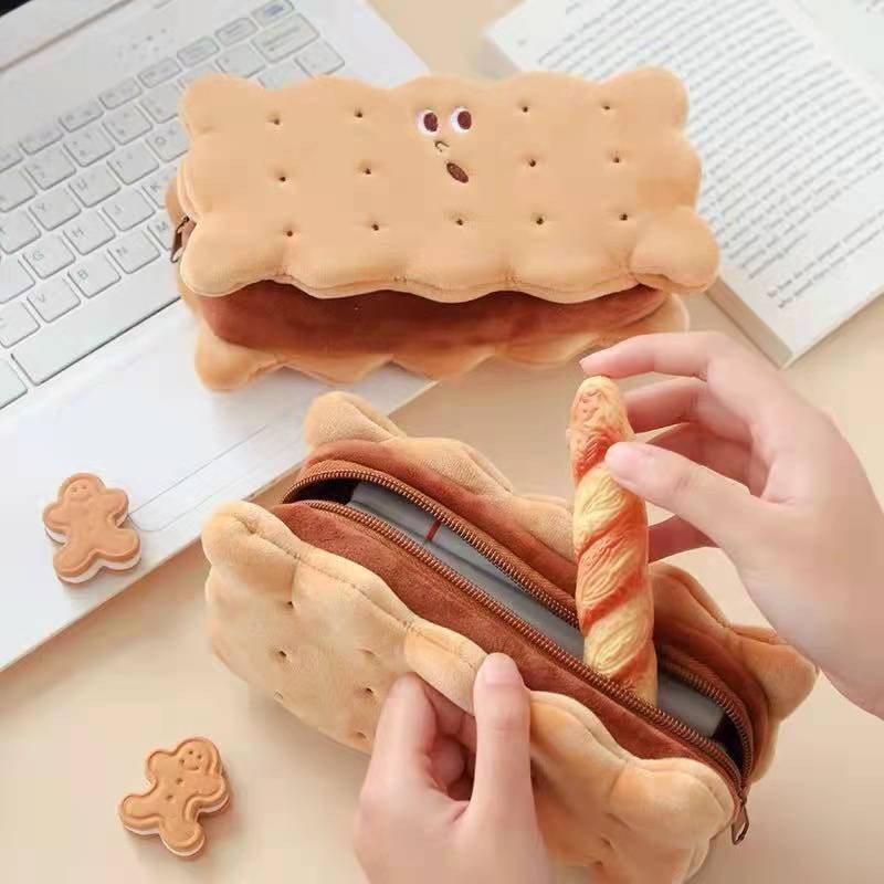 

Tempat Pensil Biskuit Lucu Kotak Pensil Biscuit Pen Bag Cracker Tas Alat Tulis Sandwich